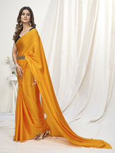 Load image into Gallery viewer, Apricot Orange Ready to Wear One Minute Saree In Satin Silk ClothsVilla