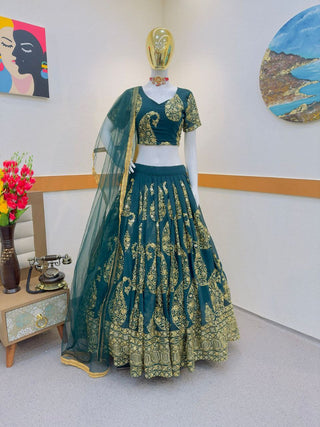 Attractive Teal Blue Color Sequence Work Lehenga Choli Clothsvilla