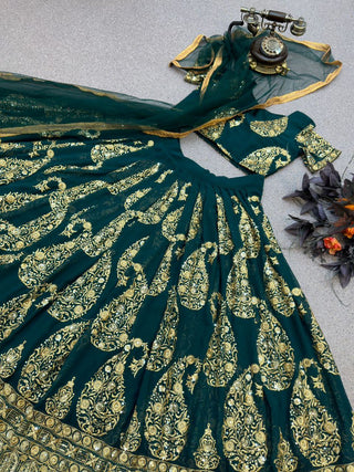 Attractive Teal Blue Color Sequence Work Lehenga Choli Clothsvilla