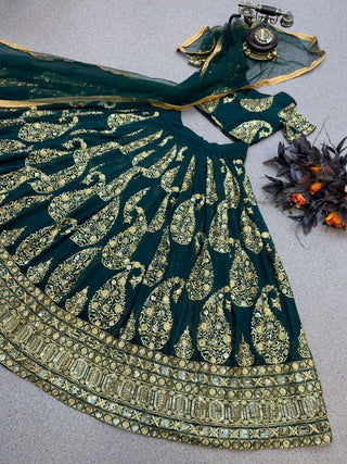 Attractive Teal Blue Color Sequence Work Lehenga Choli Clothsvilla