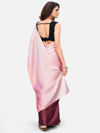 Awesome Pink and Burgundy Satin Ready to wear Saree ClothsVilla