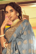 Load image into Gallery viewer, Improbable Grey Soft Banarasi Silk Saree With Stunning Blouse Piece Bvipul