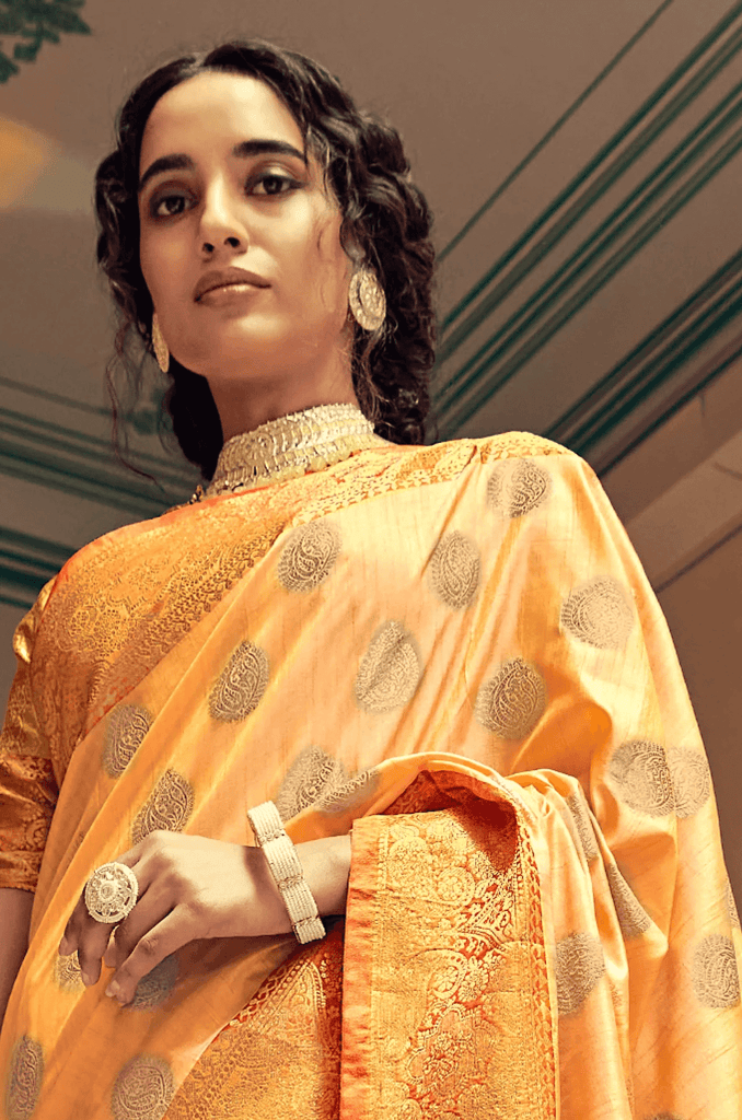 Scrumptious Orange Soft Banarasi Silk Saree With Phenomenal Blouse Piece Bvipul