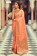 Load image into Gallery viewer, Luxuriant Peach Soft Banarasi Silk Saree With Adorable Blouse Piece Bvipul