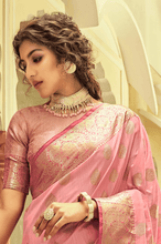 Load image into Gallery viewer, Incredible Pink Soft Banarasi Silk Saree With Hypnotic Blouse Piece Bvipul