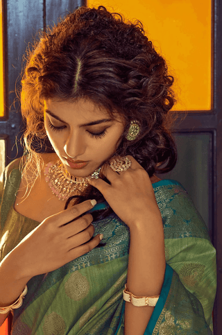 Devastating Pista Soft Banarasi Silk Saree With Majesty Blouse Piece Bvipul