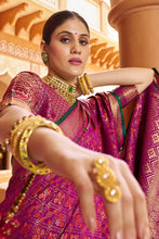 Load image into Gallery viewer, Quintessential Purple Soft Patola Silk Saree With Gossamer Blouse Piece Bvipul