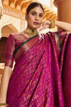 Load image into Gallery viewer, Quintessential Purple Soft Patola Silk Saree With Gossamer Blouse Piece Bvipul