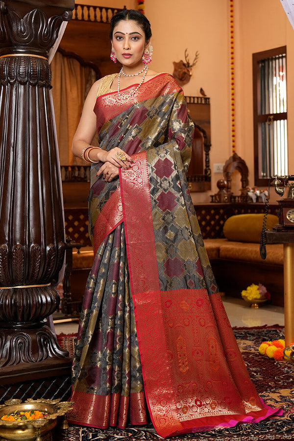 Precious Green Organza Silk Saree With Energetic Blouse Piece Bvipul