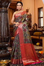 Load image into Gallery viewer, Precious Green Organza Silk Saree With Energetic Blouse Piece Bvipul