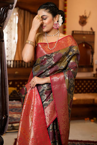 Precious Green Organza Silk Saree With Energetic Blouse Piece Bvipul