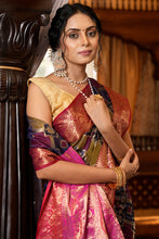 Load image into Gallery viewer, Gorgeous Navy Blue Organza Silk Saree With Wonderful Amazing Piece Bvipul