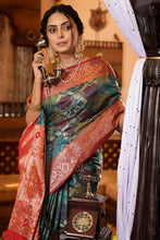 Load image into Gallery viewer, Prominent Rama Organza Silk Saree With Glorious Blouse Piece Bvipul