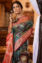 Load image into Gallery viewer, Prominent Rama Organza Silk Saree With Glorious Blouse Piece Bvipul