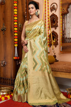 Load image into Gallery viewer, A glam Mehndi Organza Silk Saree With Super Blouse Piece Bvipul