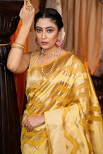 Load image into Gallery viewer, Traditional Mustard Organza Silk Saree With Fairytale Blouse Piece Bvipul