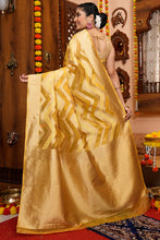 Load image into Gallery viewer, Traditional Mustard Organza Silk Saree With Fairytale Blouse Piece Bvipul