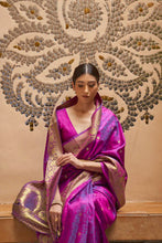 Load image into Gallery viewer, Moiety Purple Pure Kanjivaram Silk Saree with Artistic Blouse Piece Bvipul