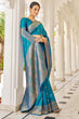 Load image into Gallery viewer, Elision Firozi Kanjivaram Silk Saree With Comely Blouse Piece Bvipul