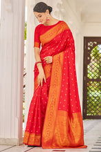 Load image into Gallery viewer, Trendy Red Kanjivaram Silk Saree With Demanding Blouse Piece Bvipul