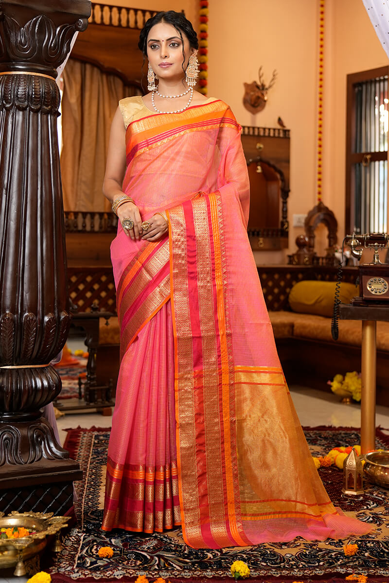 Effervescent Pink Soft Silk Saree With Proficient Blouse Piece Bvipul