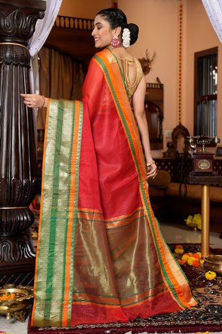 Elision Red Soft Silk Saree With Amiable Blouse Piece Bvipul