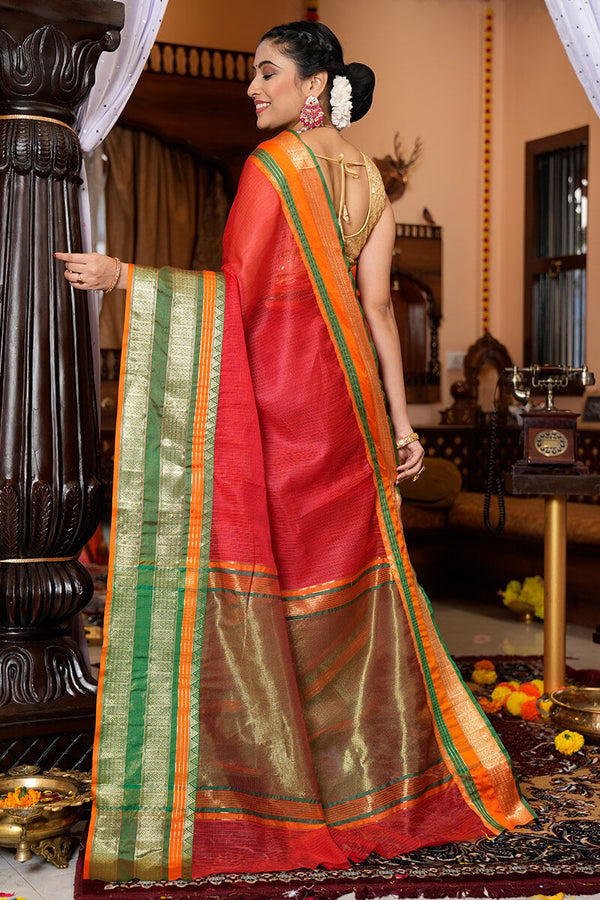Elision Red Soft Silk Saree With Amiable Blouse Piece Bvipul