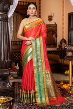 Load image into Gallery viewer, Elision Red Soft Silk Saree With Amiable Blouse Piece Bvipul