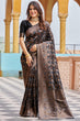 Load image into Gallery viewer, Stunning Black Kanjivaram Silk Saree With Divine Blouse Piece Bvipul