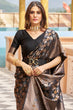 Load image into Gallery viewer, Stunning Black Kanjivaram Silk Saree With Divine Blouse Piece Bvipul
