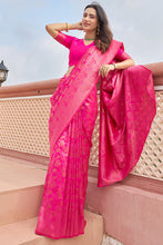 Load image into Gallery viewer, Marvellous Dark Pink Kanjivaram Silk Saree With Assemblage Blouse Piece Bvipul