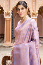 Load image into Gallery viewer, Gorgeous Lavender Kanjivaram Silk Saree With Incredible Blouse Piece Bvipul