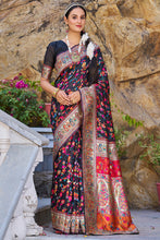 Load image into Gallery viewer, Stylish Black Pashmina saree With Scrumptious Blouse Piece Bvipul