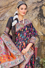 Load image into Gallery viewer, Stylish Black Pashmina saree With Scrumptious Blouse Piece Bvipul