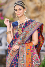 Load image into Gallery viewer, Outstanding Navy Blue Pashmina saree With Snazzy Blouse Piece Bvipul