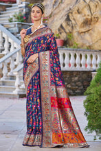 Load image into Gallery viewer, Outstanding Navy Blue Pashmina saree With Snazzy Blouse Piece Bvipul