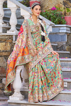 Load image into Gallery viewer, Staring Pista Pashmina saree With Efflorescence Blouse Piece Bvipul