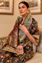 Load image into Gallery viewer, Elaborate Black Pashmina saree With Transcendent Blouse Piece Bvipul