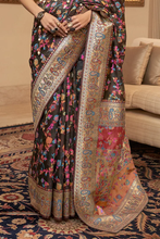 Load image into Gallery viewer, Elaborate Black Pashmina saree With Transcendent Blouse Piece Bvipul