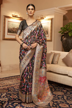 Load image into Gallery viewer, Elaborate Black Pashmina saree With Transcendent Blouse Piece Bvipul