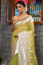 Load image into Gallery viewer, Gossamer Mehndi Organza Silk Saree With Mellifluous Blouse Piece Bvipul