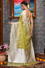 Load image into Gallery viewer, Gossamer Mehndi Organza Silk Saree With Mellifluous Blouse Piece Bvipul