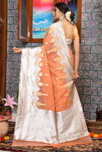 Load image into Gallery viewer, Quintessential Orange Organza Silk Saree With Smashing Blouse Piece Bvipul