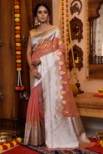 Load image into Gallery viewer, Glittering Peach Organza Silk Saree With Susurrous Blouse Piece Bvipul