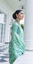 Load image into Gallery viewer, Woebegone Turquoise Lucknowi Silk Saree and Inspiring Blouse Piece Bvipul
