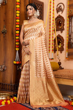 Load image into Gallery viewer, Delectable Beige Organza Silk Saree With Incredible Blouse Piece Bvipul