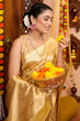 Load image into Gallery viewer, Magnetic Golden Organza Silk Saree With Pleasurable Blouse Piece Bvipul