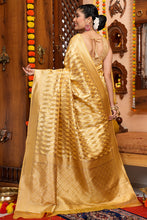 Load image into Gallery viewer, Magnetic Golden Organza Silk Saree With Pleasurable Blouse Piece Bvipul