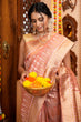 Load image into Gallery viewer, Felicitous Pink Organza Silk Saree With Snappy Blouse Piece Bvipul