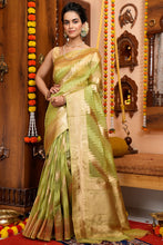 Load image into Gallery viewer, Profuse Green Organza Silk Saree With Felicitous Blouse Piece Bvipul